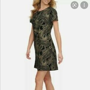 Calvin Klein Women's Short Sleeve Velvet Embroidered Shift Dress - NWT